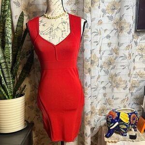 Guess Bright Red Ribbed Knit Top